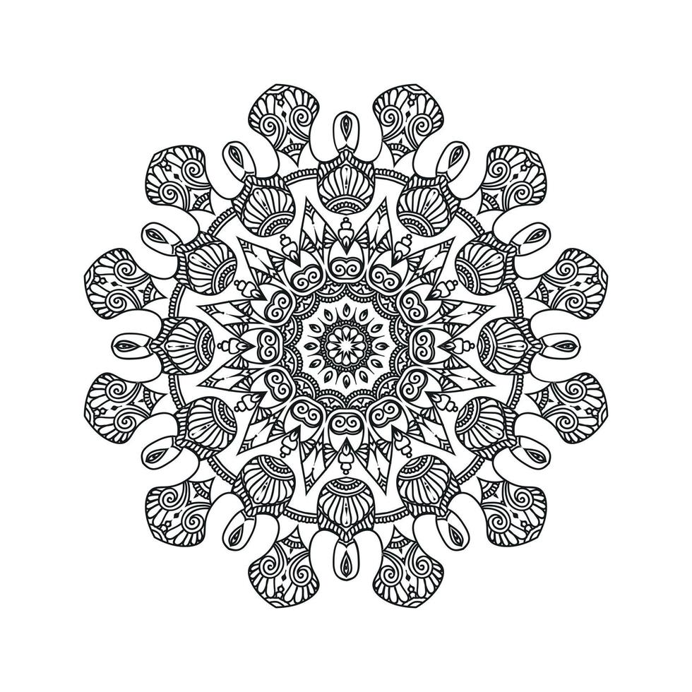 desenhos de mandala de flores em preto e branco. nova ilustração vetorial de arte mandala vetor