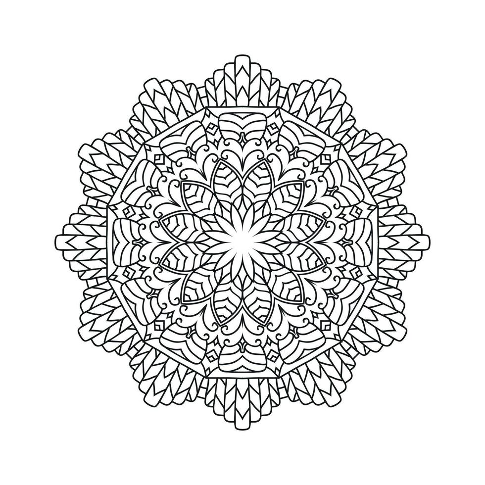 arte de mandala de flor preto e branco vetor