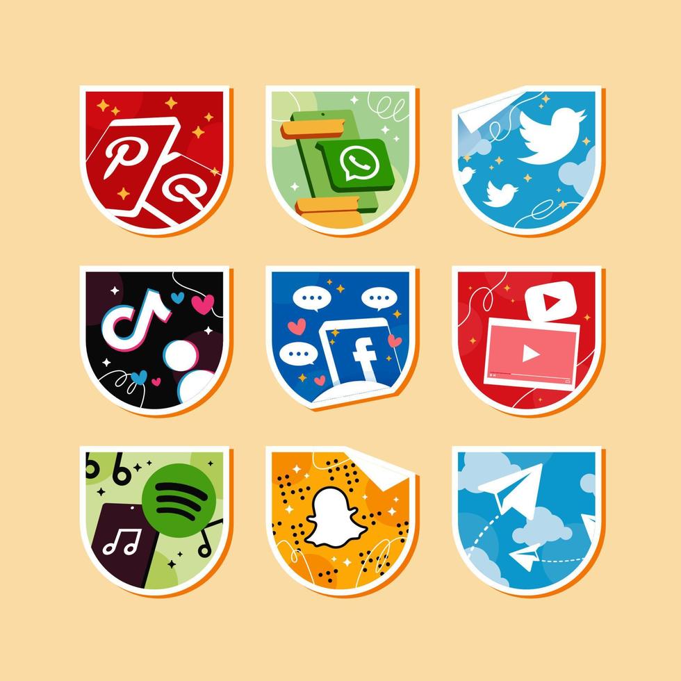 logotipo de mídia social em adesivo vetor