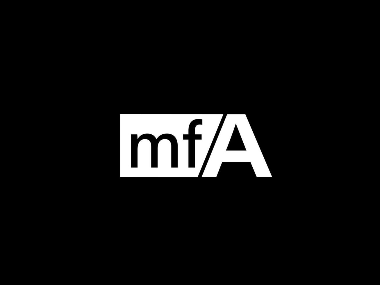 logotipo mfa e arte vetorial de design gráfico, ícones isolados em fundo preto vetor