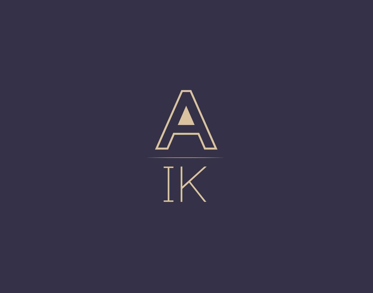 design de logotipo de carta aik imagens vetoriais minimalistas modernas vetor