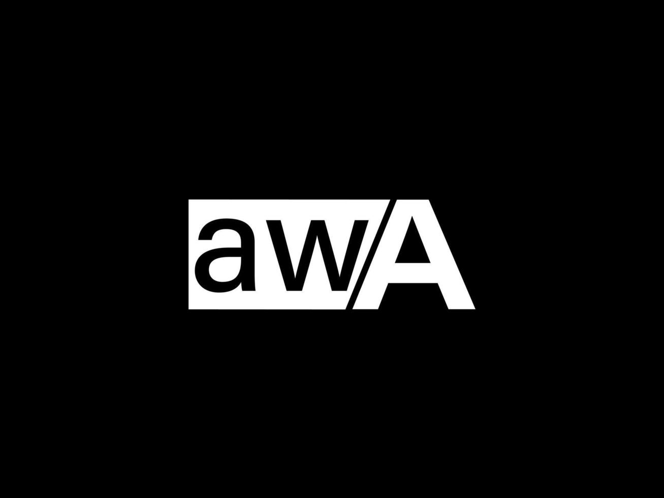 logotipo awa e arte vetorial de design gráfico, ícones isolados em fundo preto vetor