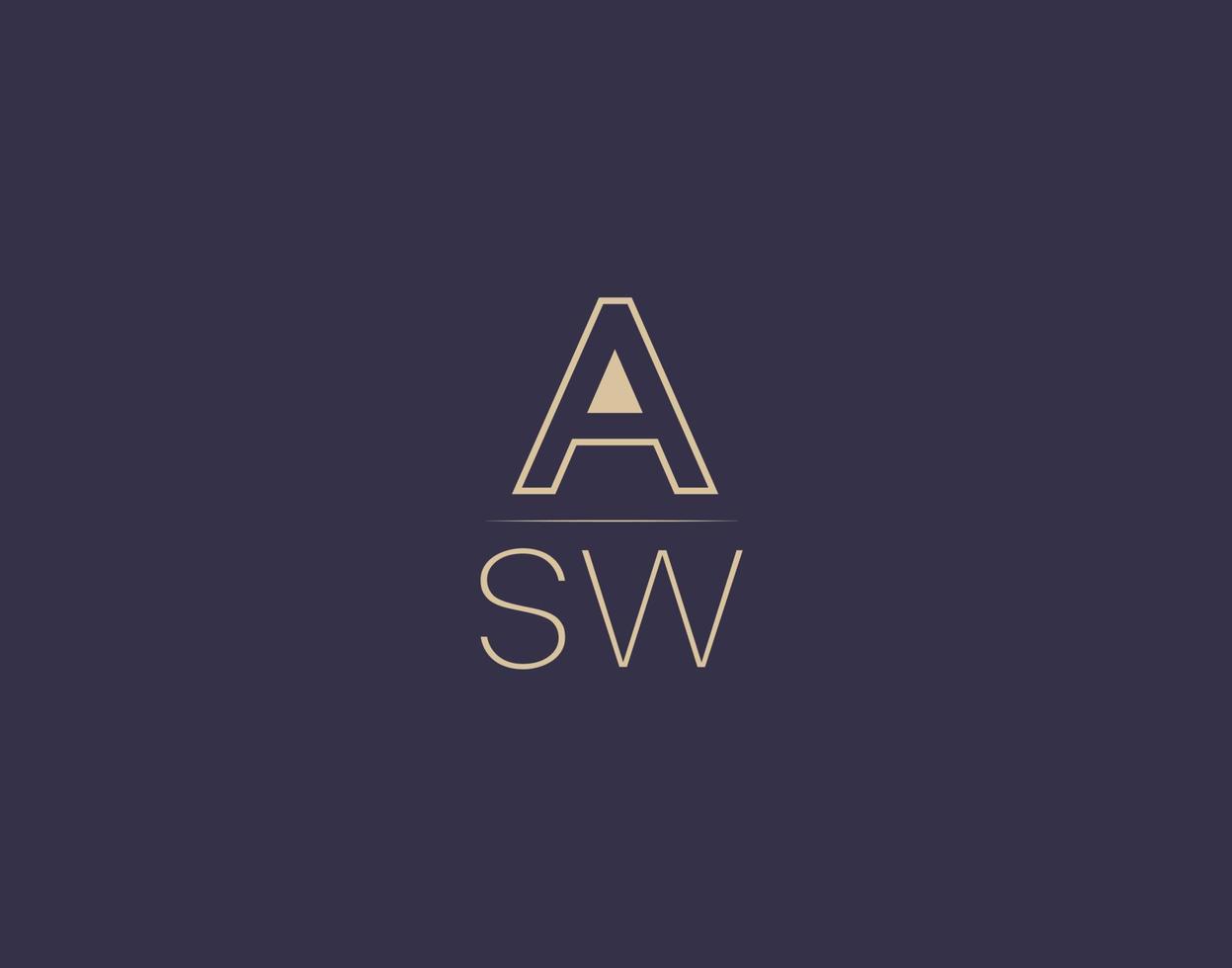 asw letter logo design imagens vetoriais minimalistas modernas vetor