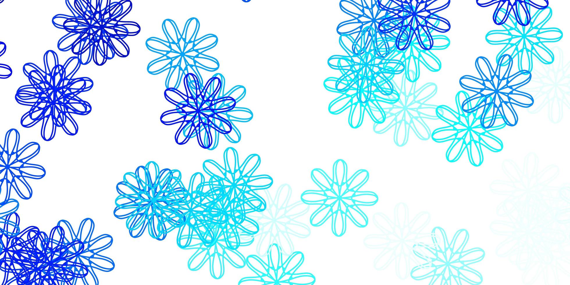 modelo de doodle de vetor azul claro com flores.