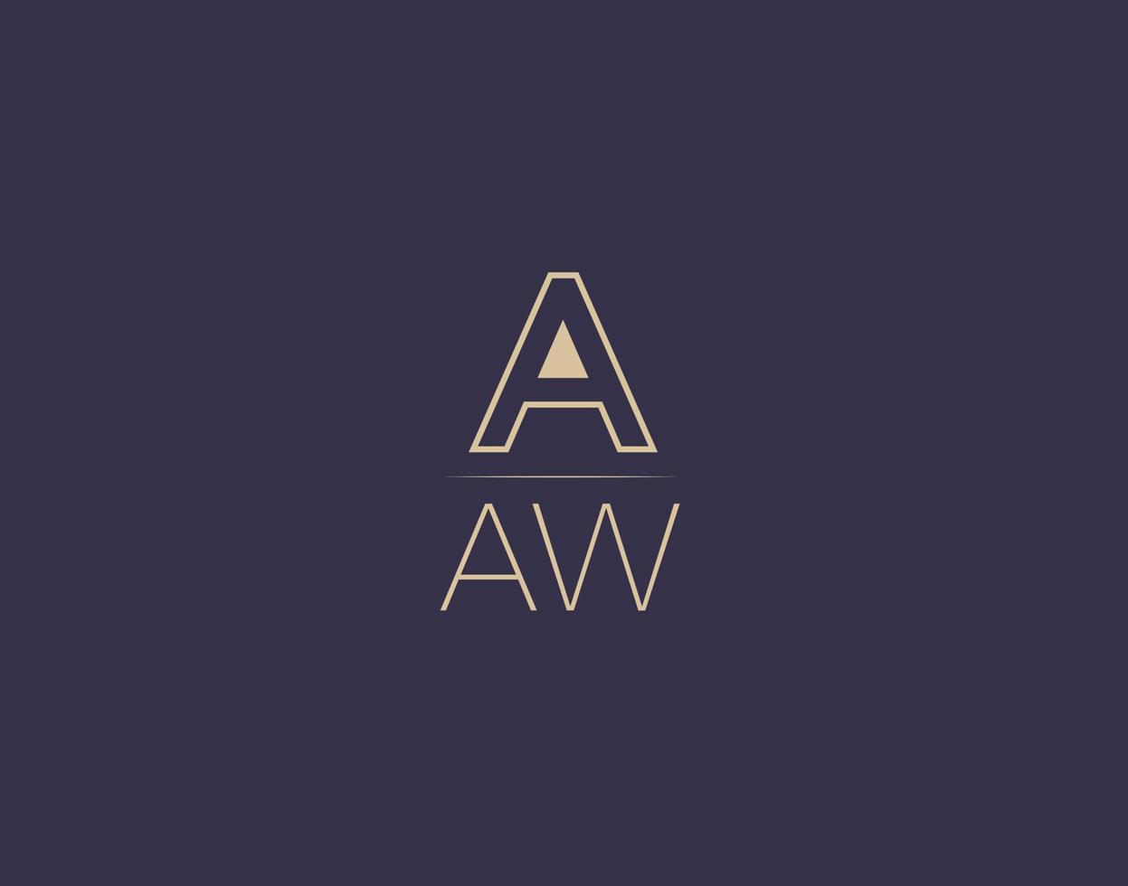 design de logotipo de letra aaw imagens vetoriais minimalistas modernas vetor
