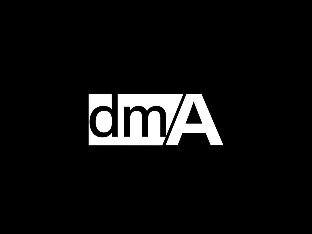 logotipo dma e arte vetorial de design gráfico, ícones isolados em fundo preto vetor