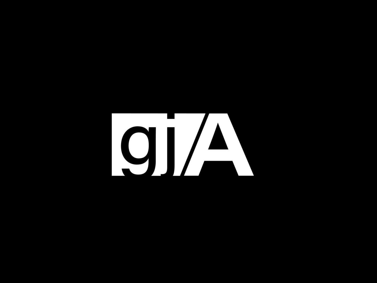 logotipo gja e arte vetorial de design gráfico, ícones isolados em fundo preto vetor