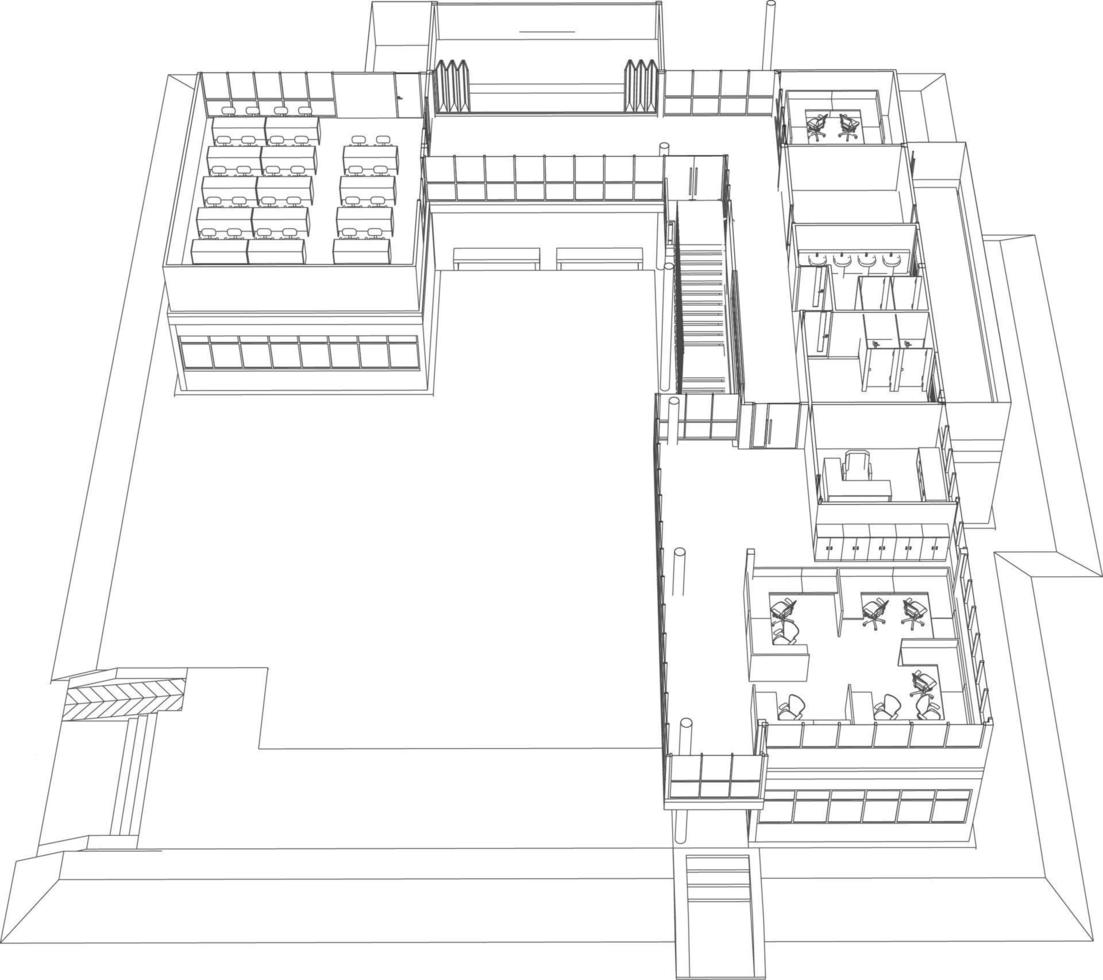 ilustração 3D do projeto de construção vetor