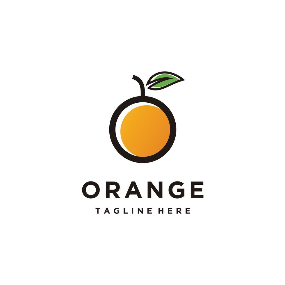 vetor de ícone de design minimalista de frutas de logotipo fresco de limão laranja