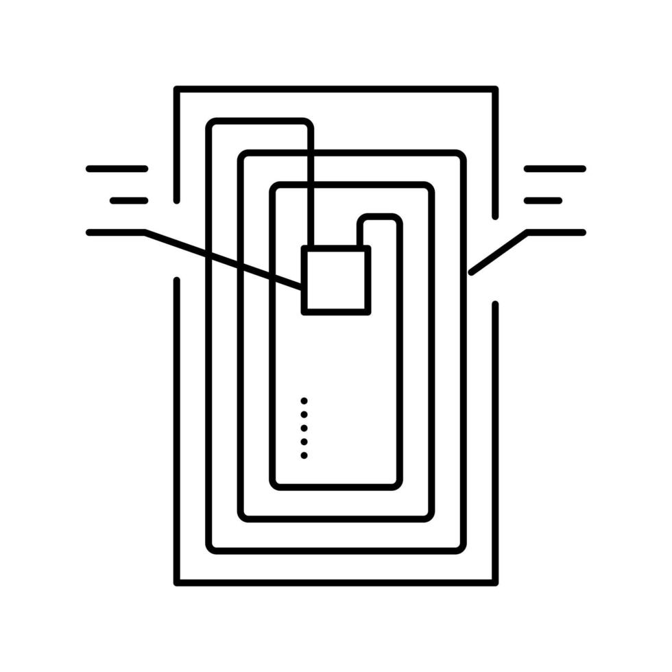 ilustração em vetor ícone de linha de estrutura de chip rfid