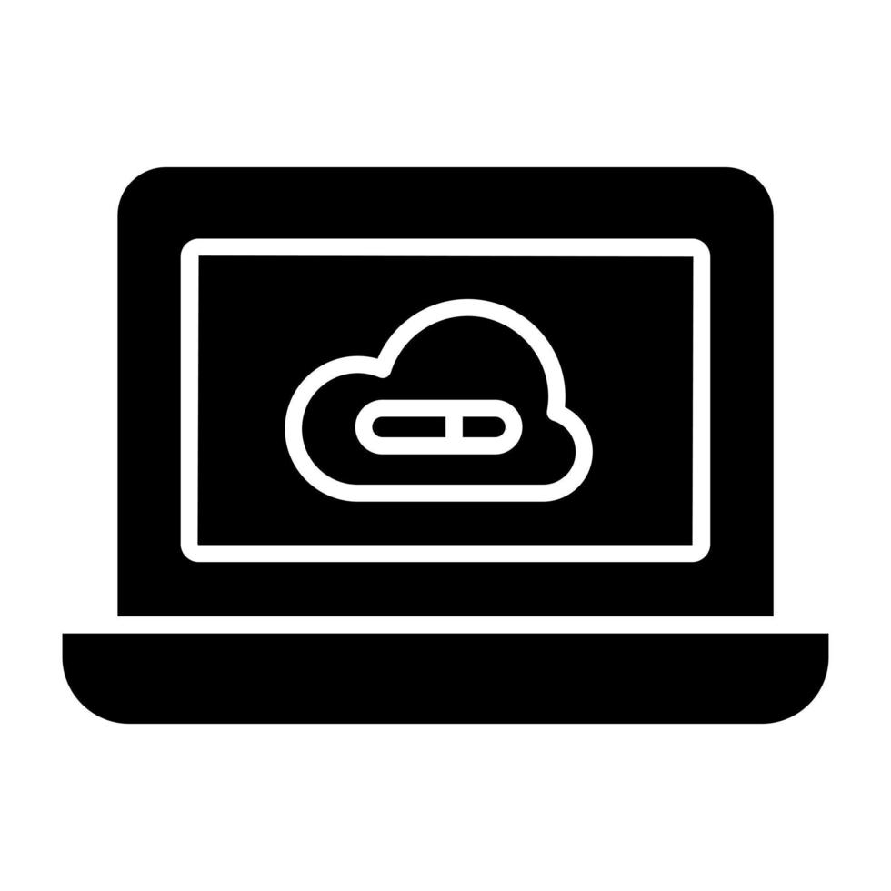 ícone de download premium do laptop na nuvem vetor