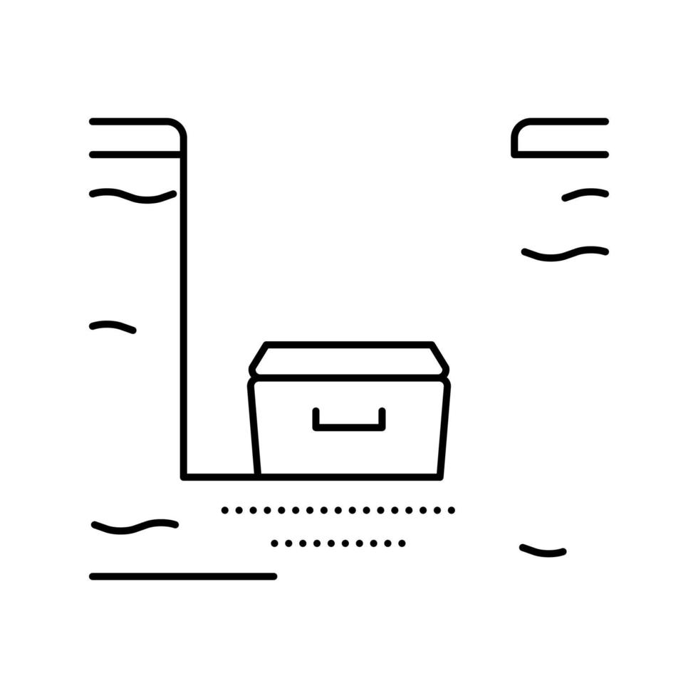 caixão na ilustração isolada do vetor do ícone da linha do poço de enterro