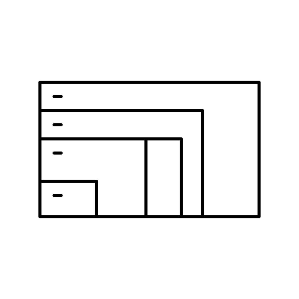 resolução diferente e ilustração em vetor de ícone de linha de monitor de computador diagonal