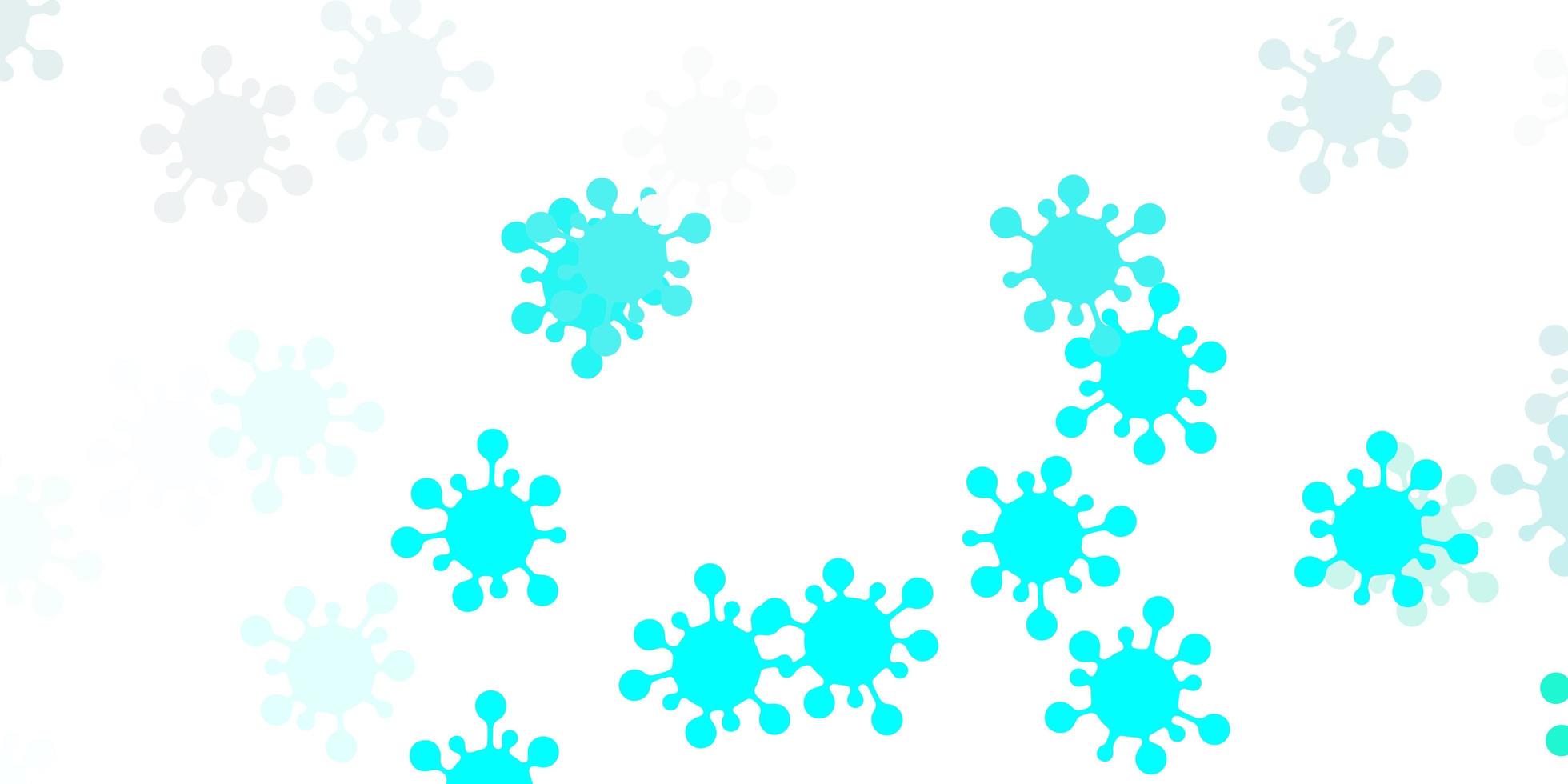 padrão de vetor azul, verde claro com elementos de coronavírus
