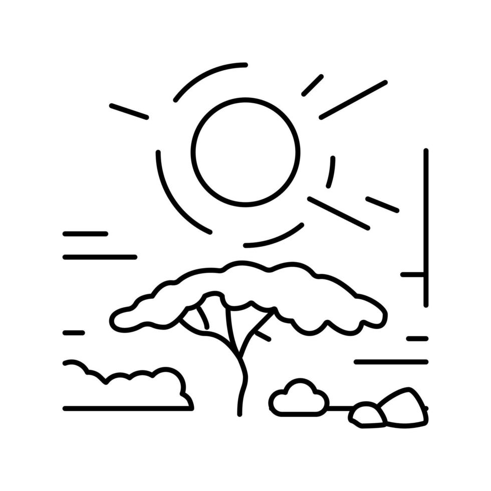 ilustração vetorial de ícone de linha africana por do sol vetor