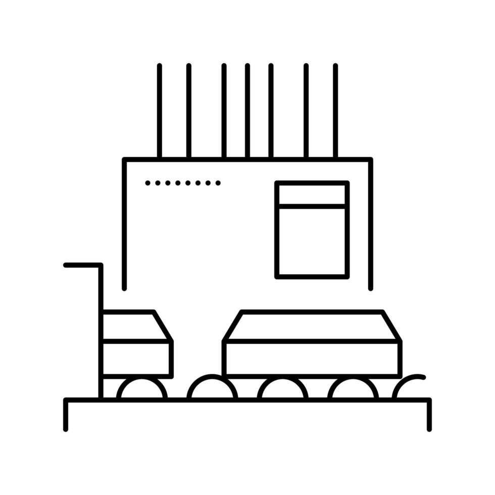 processamento de ilustração vetorial de ícone de linha de produção de alumínio vetor