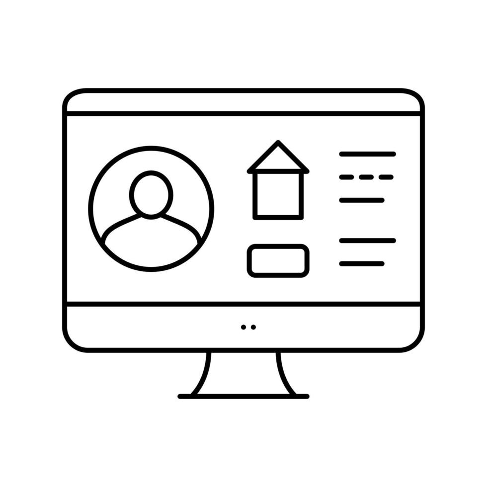 ilustração vetorial de ícone de linha de aluguel de casa on-line vetor