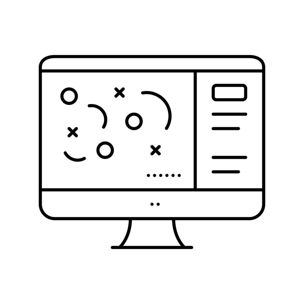 estratégia na ilustração vetorial de ícone de linha de tela de computador vetor