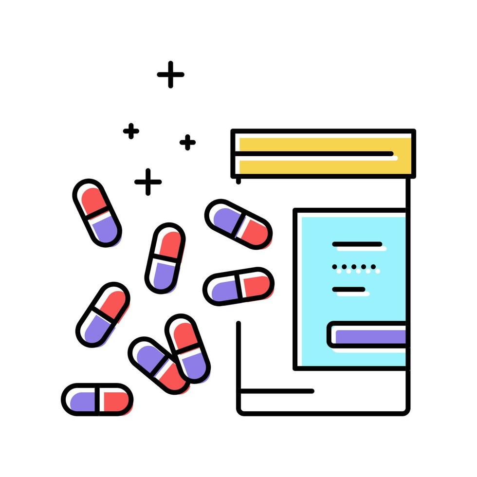 ilustração vetorial de ícone de cor de tratamento de gota de medicamentos vetor