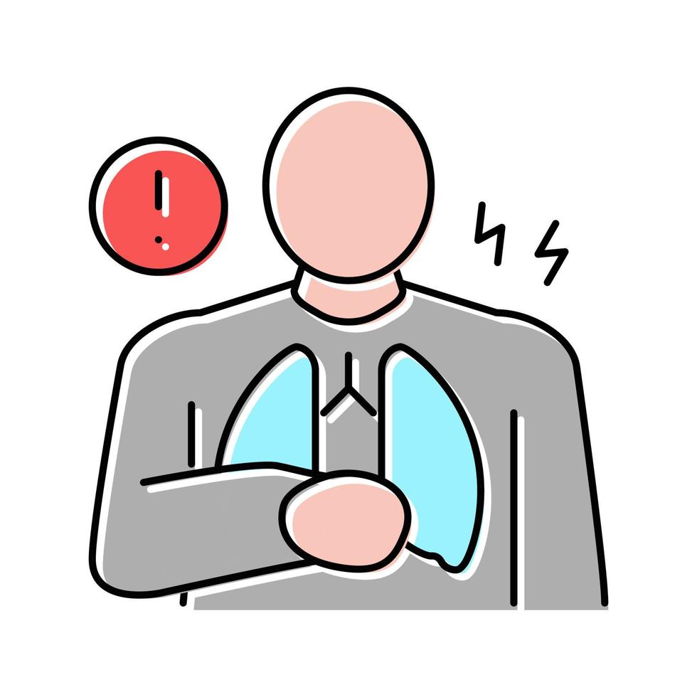 sintoma de dor no peito mesotelioma cor ícone ilustração vetorial vetor