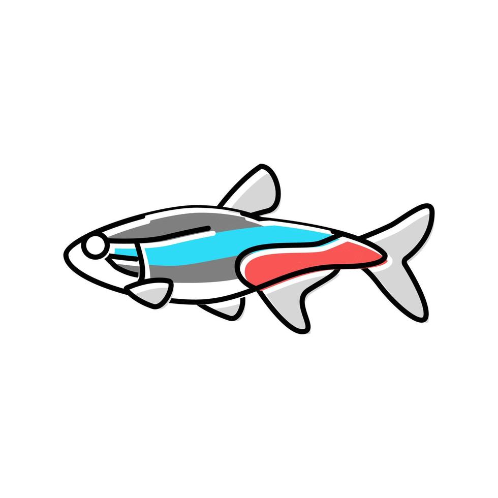 ilustração vetorial de ícone de cor de peixe de aquário tetras vetor