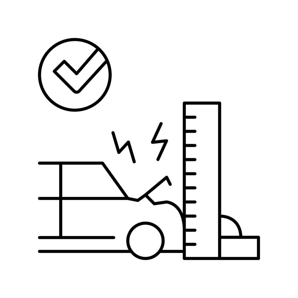 ilustração em vetor ícone de linha de carro de teste de colisão
