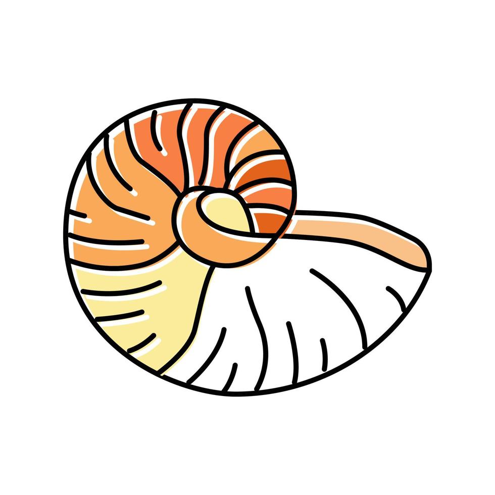 ilustração vetorial de ícone de cor de praia de concha do mar nautilus vetor