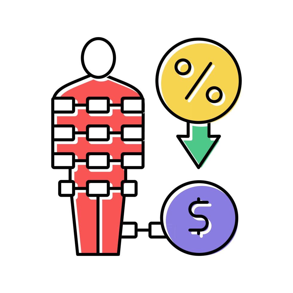 humano amarrado à ilustração vetorial de ícone de cor de empréstimo vetor