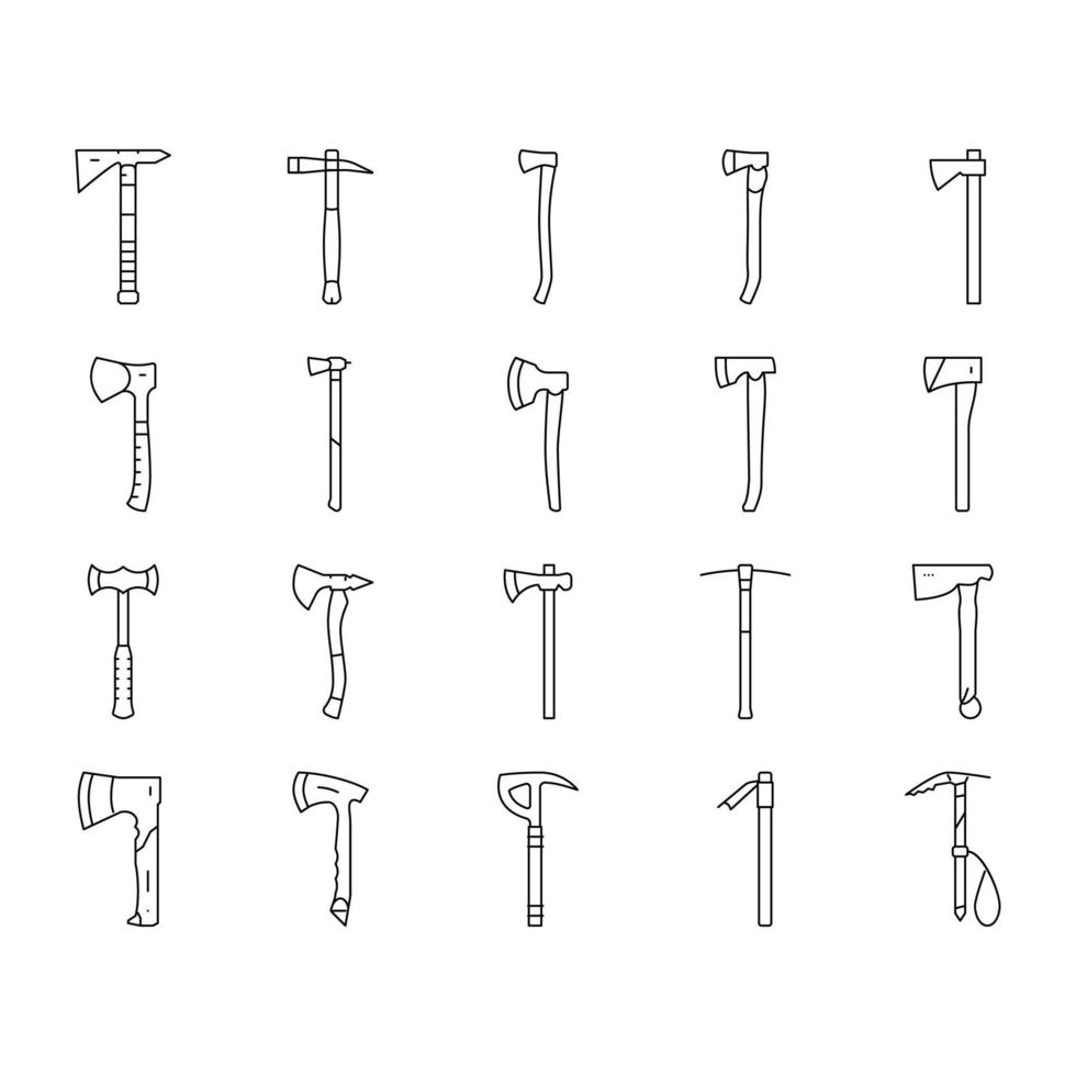 machado machado machado conjunto de ícones de arma de madeira vetor