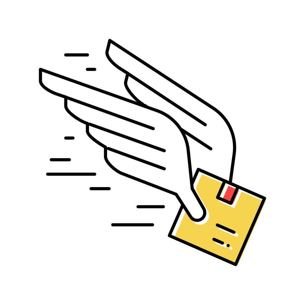 ilustração em vetor ícone de cor de frete grátis voando rápido