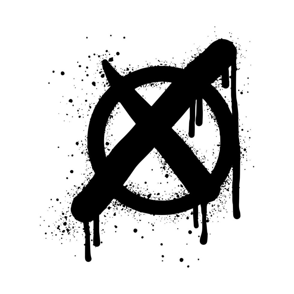 marca de seleção de grafite pintada com spray em preto sobre branco. x símbolo em círculo. isolado no fundo branco. ilustração vetorial vetor