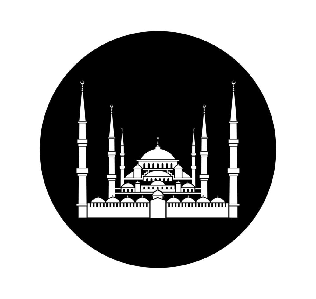 ícone de vetor da Mesquita do Sultão Ahamed. sultão ahamed mesquita ilustração em vetor preto e branco. ícone da mesquita azul.