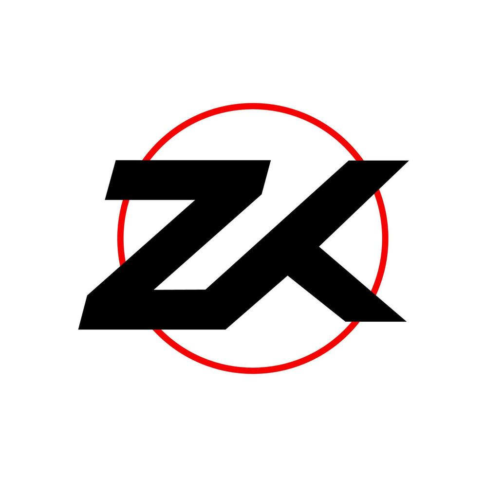 monograma de letras do nome da empresa zk. logotipo da marca zk. vetor