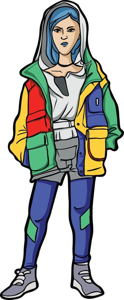 coleção de clipart de ilustração de menina adolescente streetwear vetor