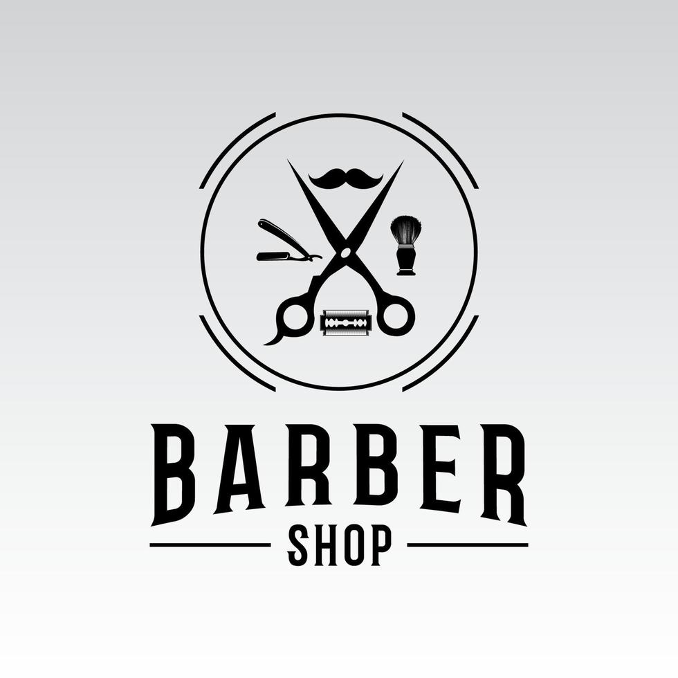 rótulos e emblemas vetoriais de barbearia vintage. emblemas e logotipos de barbeiro vetor