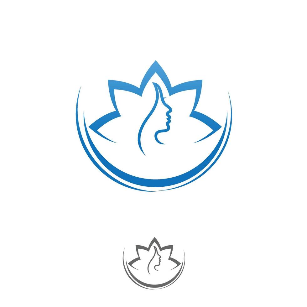 design abstrato do logotipo da flor de lótus. modelos de logotipo de estúdio de beleza de ioga e spa definidos em cores azuis rosa. vetor