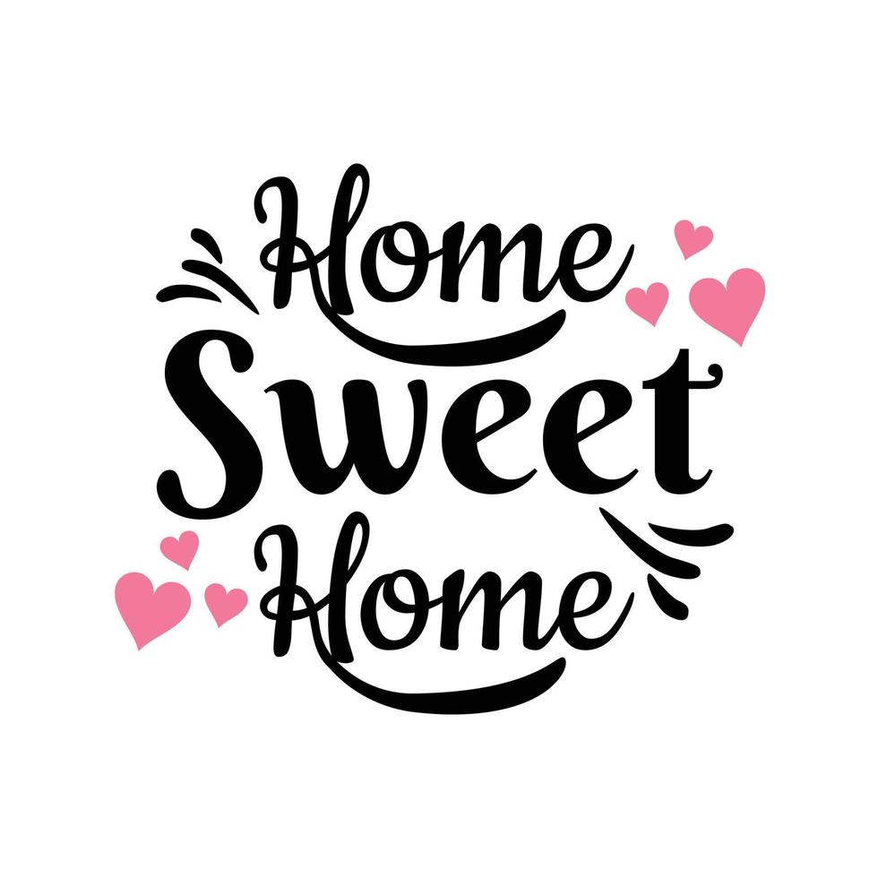 cartaz de tipografia de letras de mão. citação caligráfica 'lar doce lar'. para cartazes de boas-vindas, cartões comemorativos, decoração de casa. ilustração vetorial. vetor