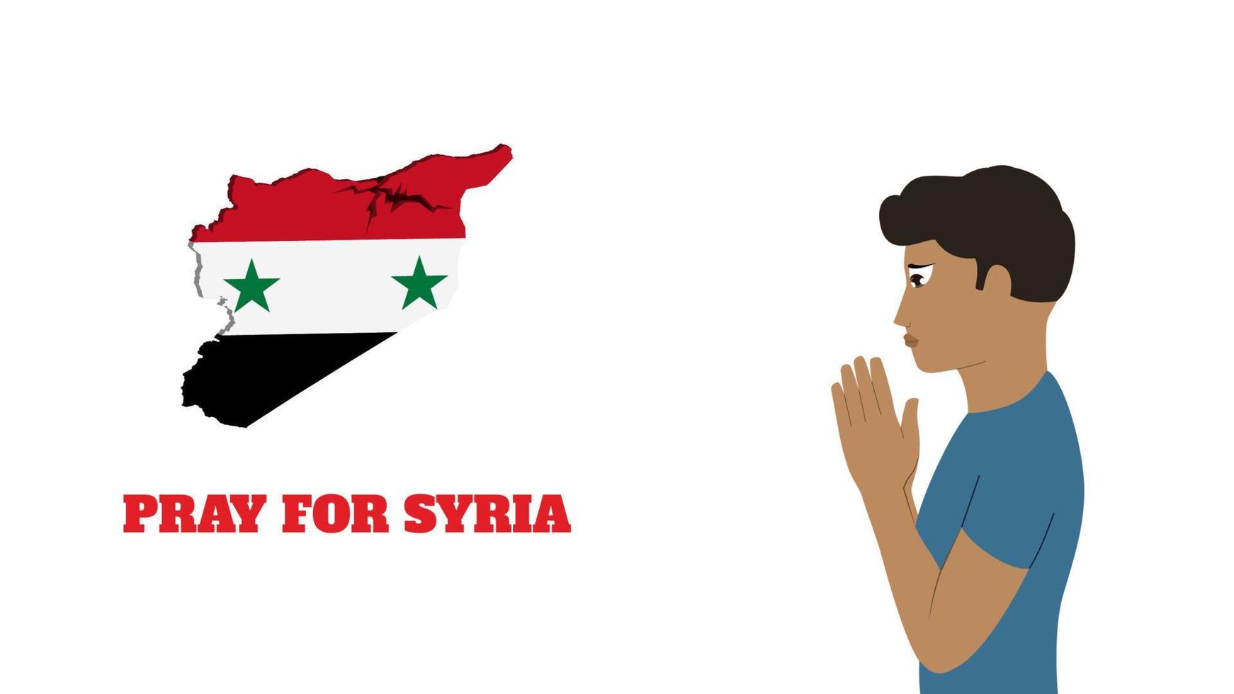 ore pela síria, um homem rezando ilustração vetorial. vetor