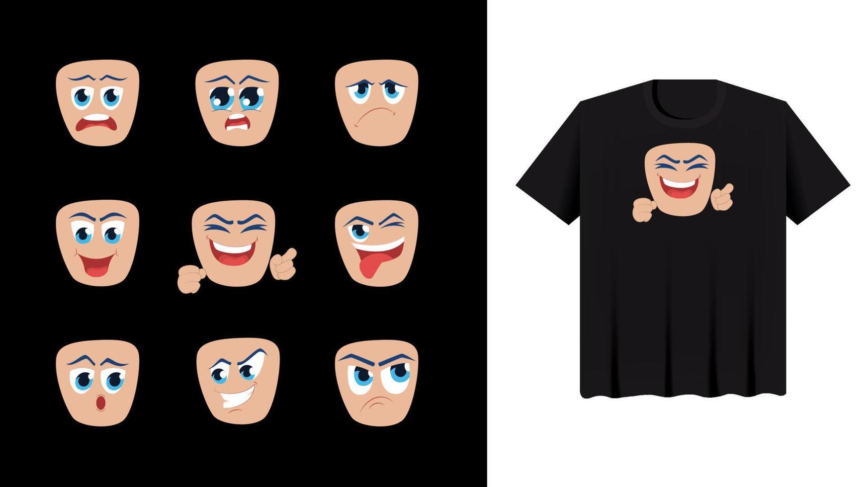 gráficos de emoticons definidos para camisetas e adesivos. vetor