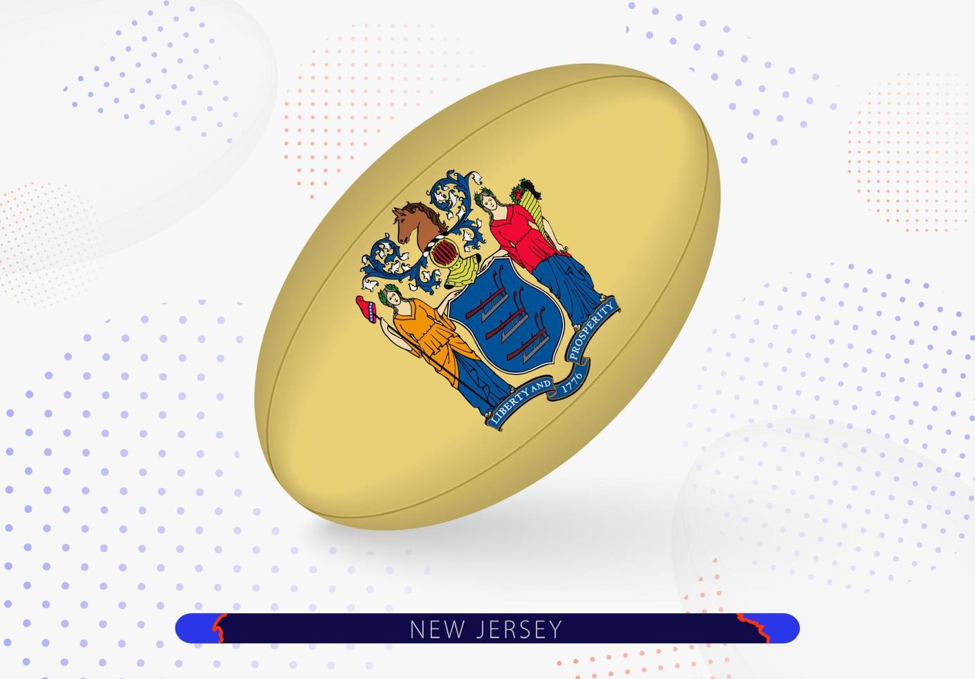 bola de rúgbi com a bandeira do New Jersey. equipamento para time de rugby de new jersey. vetor