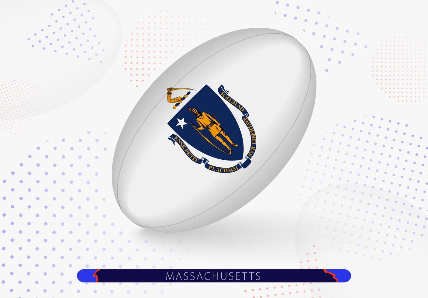 bola de rugby com a bandeira de massachusetts nela. equipamento para time de rugby de massachusetts. vetor