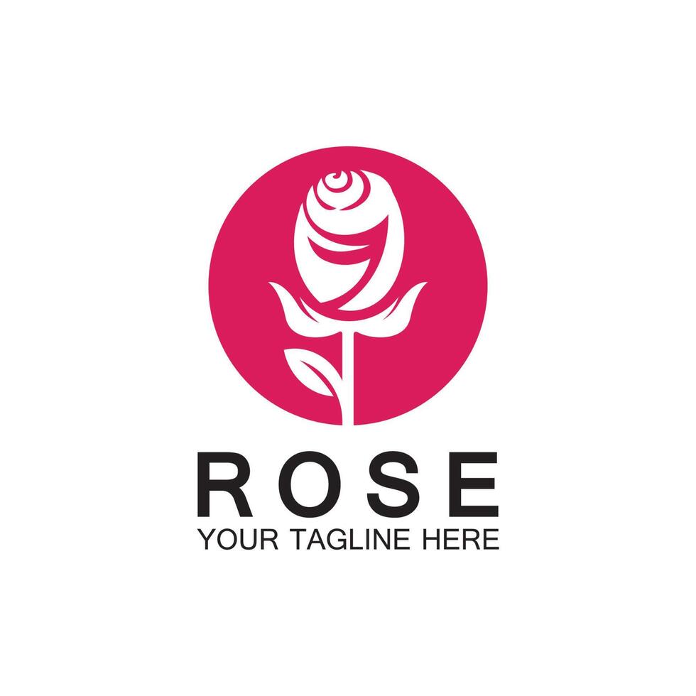 design de ilustração de ícone de vetor de flor de logotipo rosa