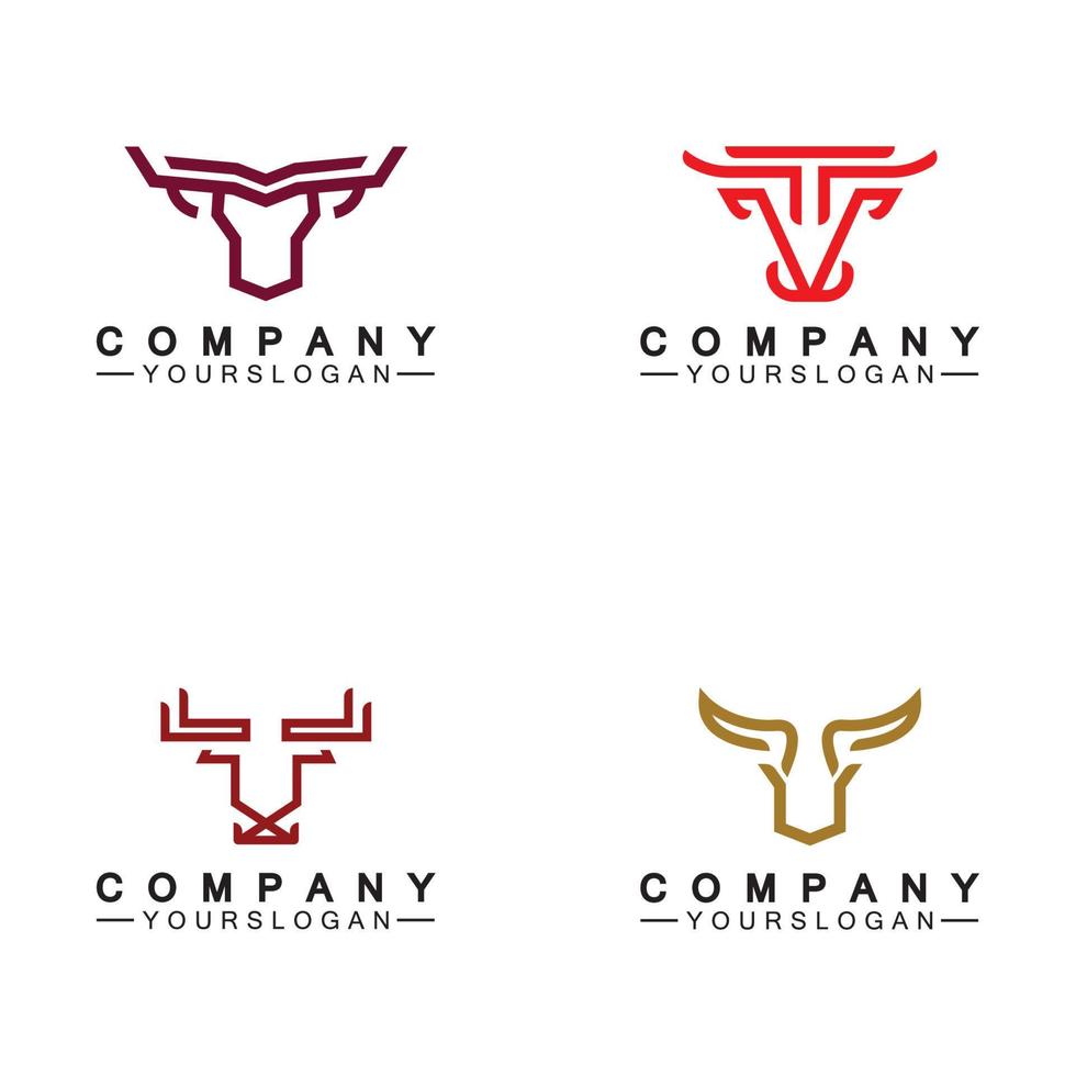 modelo de vetor de design de logotipo monoline de touro