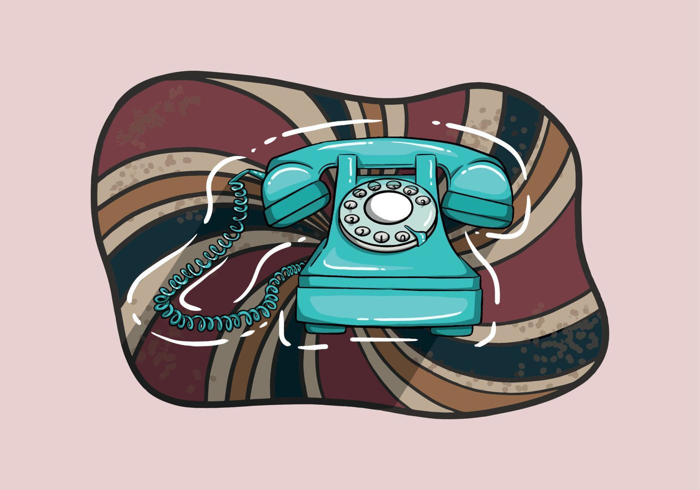 vintage de telefone azul. telefone amarelo retrô. design de vetor de telefone nostalfia.
