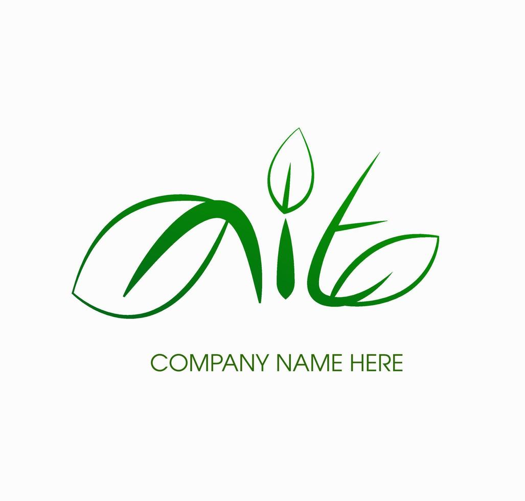 nit letras feitas com folha verde. logotipo da empresa manequim nit. vetor