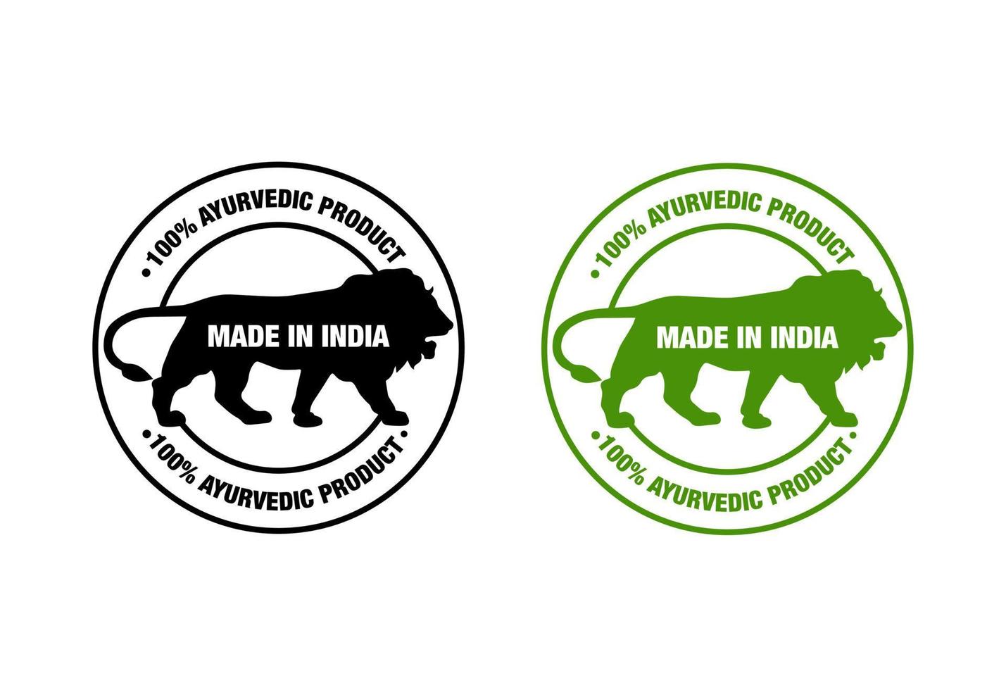 100 produtos ayurvédicos com vetor de carimbo feito na Índia.
