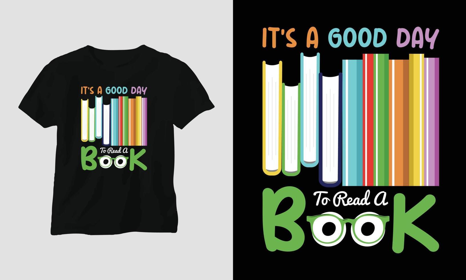 design de camiseta de amante de livro vetorial, tipografia com uma bela ilustração de livros vetor