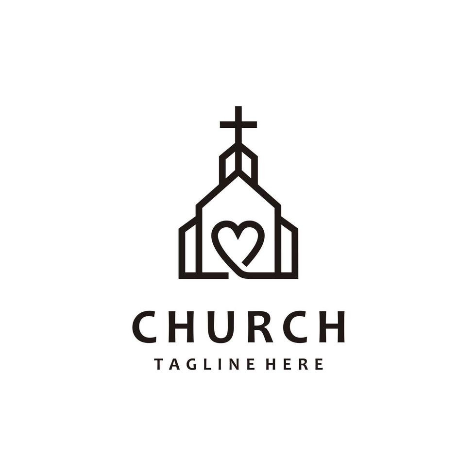 amantes da igreja cristã cross gospel linha arte inspiração de design de logotipo vetor