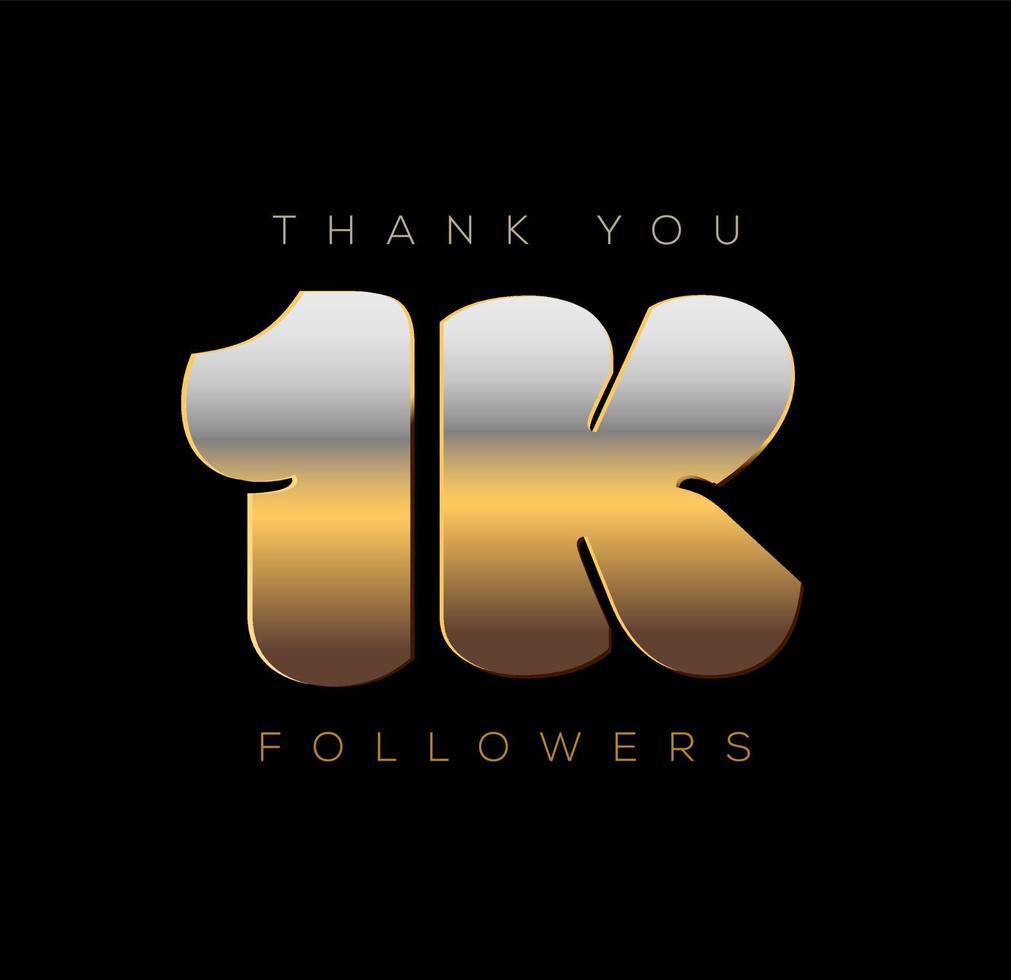 obrigado, 1k seguidores. post de agradecimento aos seguidores nas redes sociais. vetor