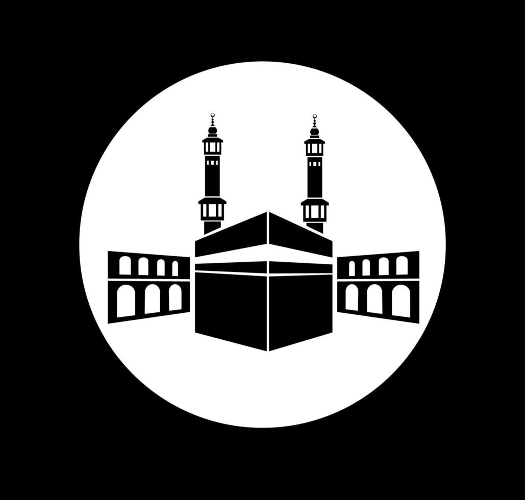 ícone de vetor kaaba al haram. vetor kaaba com cor preto e branco. al haram kaaba ilustração ilustração plana.